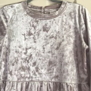 Velvet Long Sleeve Dress in Silver Gray